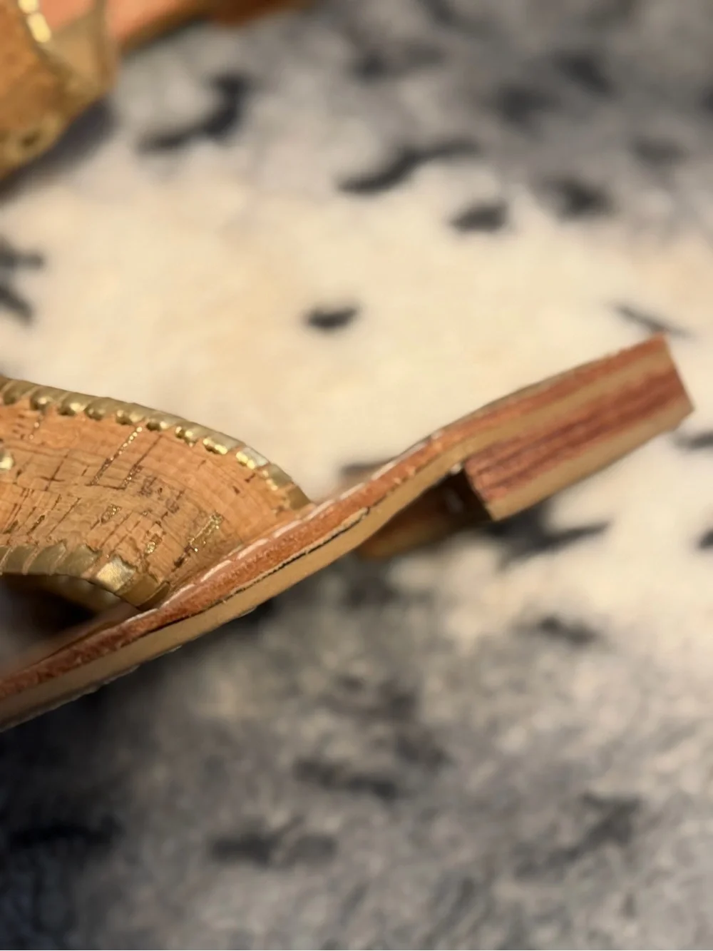 Jack Rogers Natural Cork Slide Sandals with Gold Accents